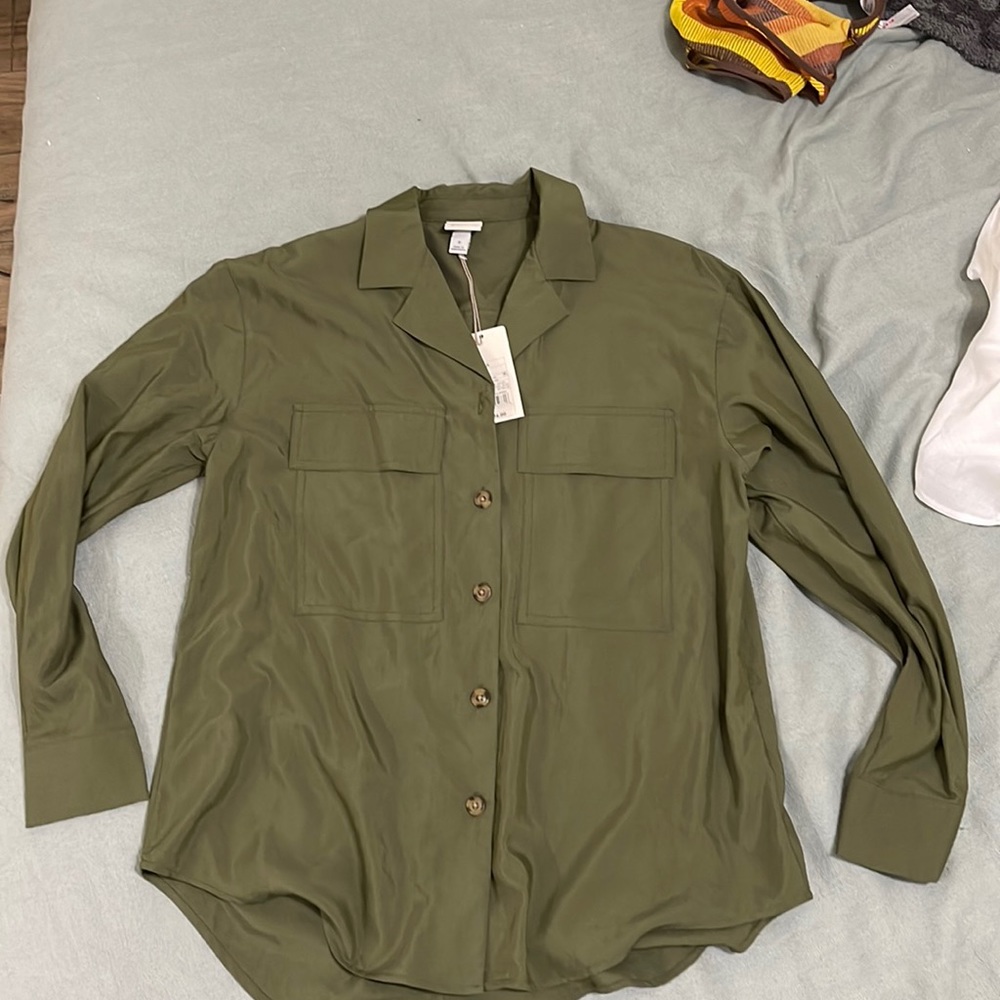 Forest green button down